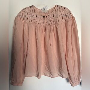 LOFT Blush Crochet Detail Blouse